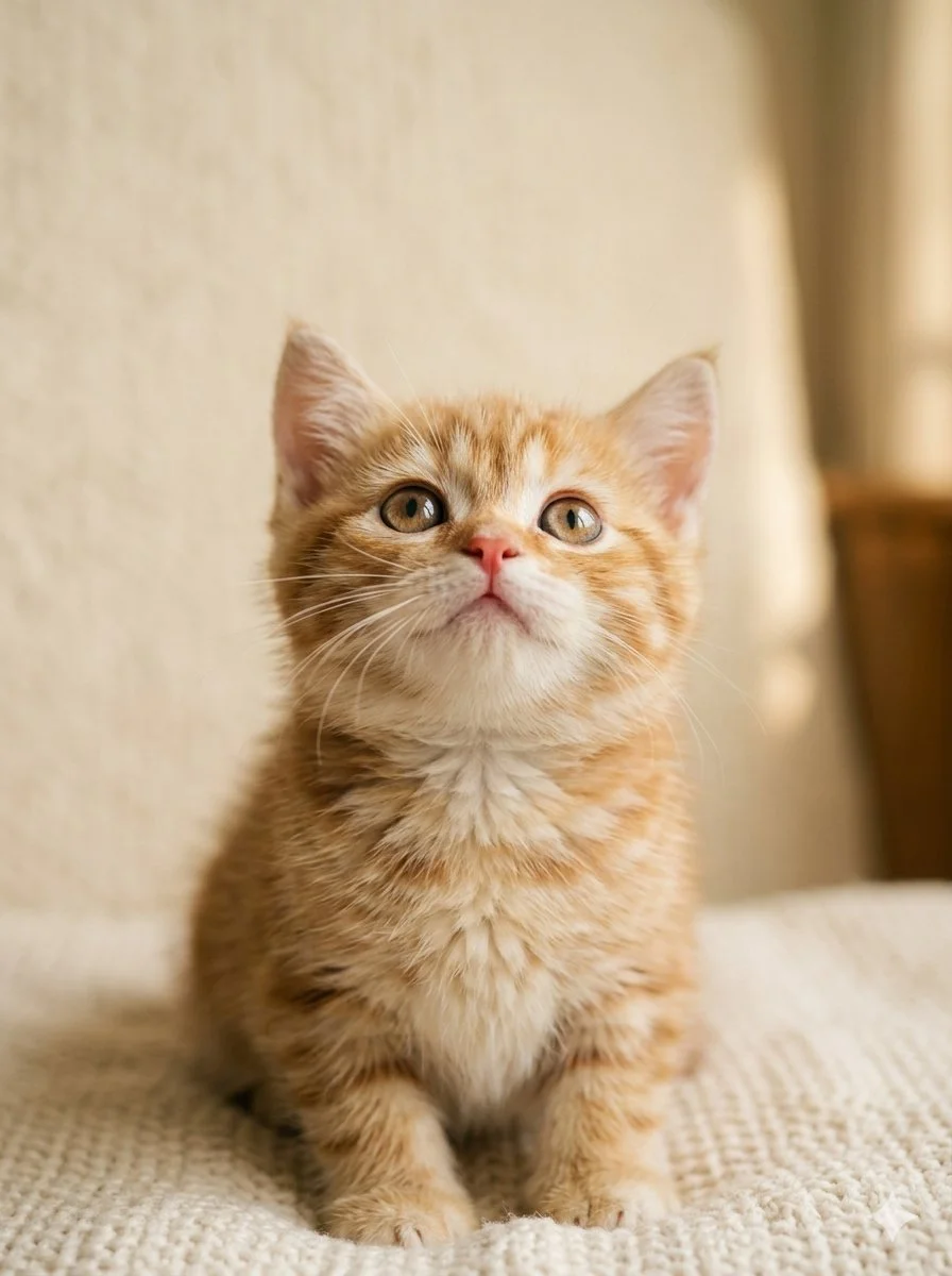 Kitten paws on sofa