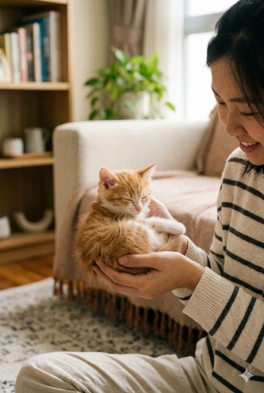 Kitten being held